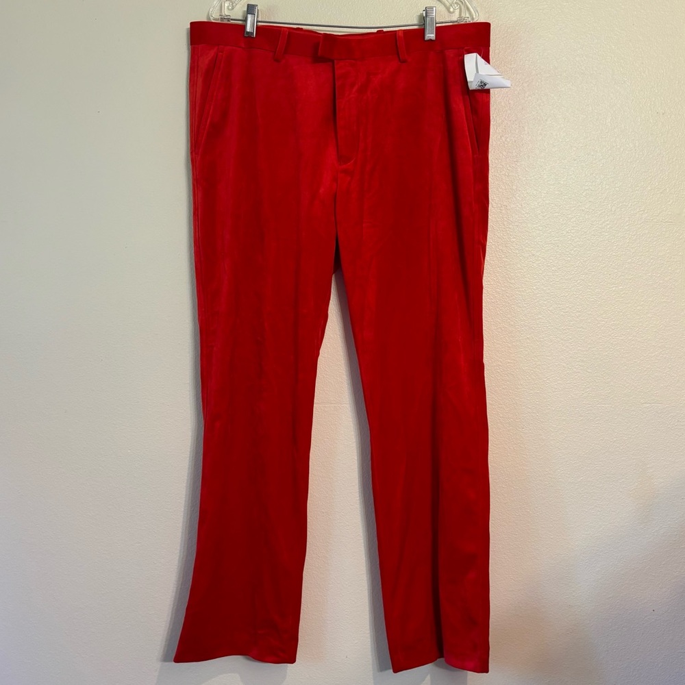 INC Red Crushed Velvet Pants